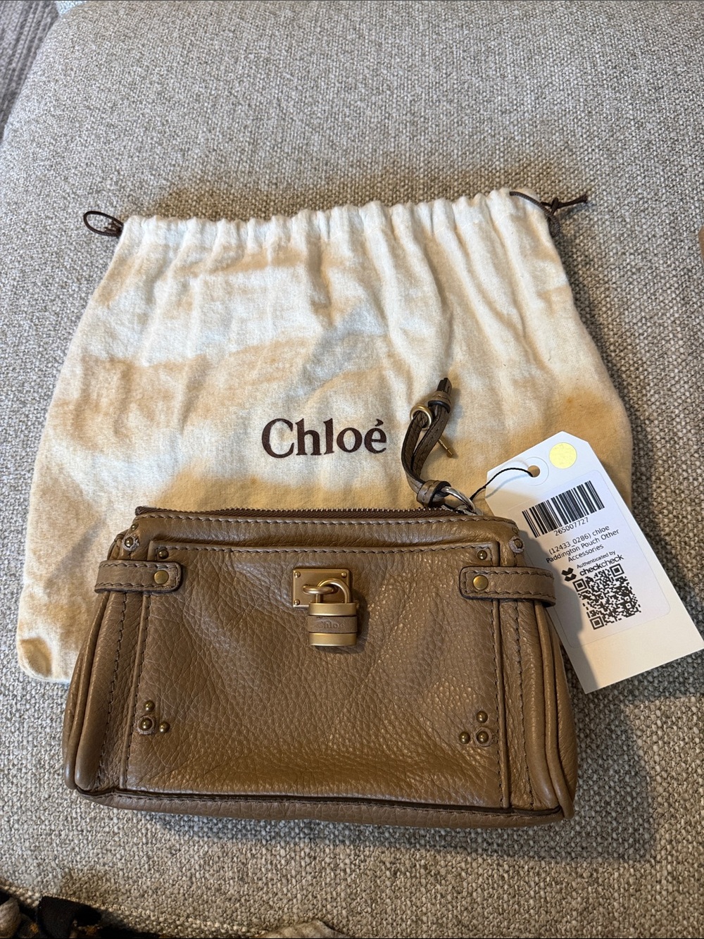 Chloe Tan Leather Wristlet Clutch